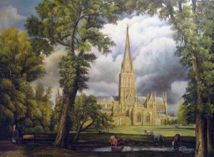 Salisbury Cathedral From The Bishop's Grounds, John Constable, Art Paintings