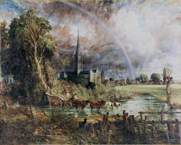 Salisbury Cathedral From The Meadows. The painting by John Constable