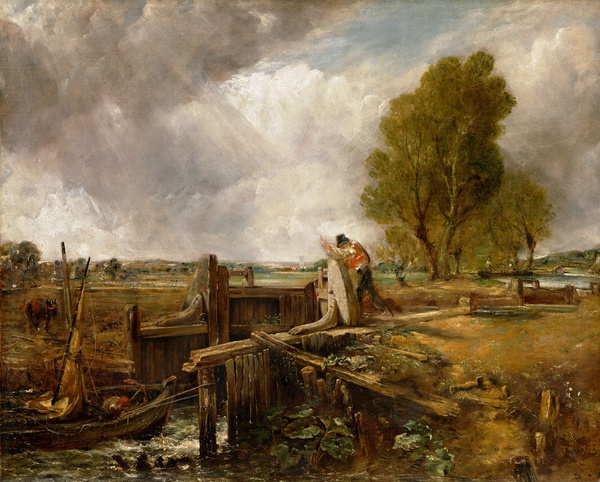 Study of "A Boat Passing a Lock". The painting by John Constable