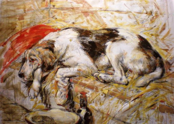 After the Hunt. The painting by John Emms