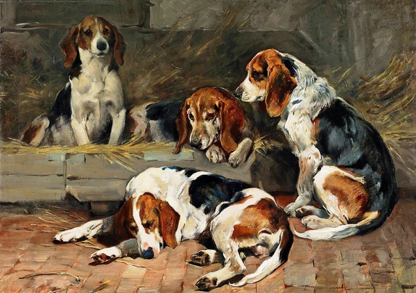 Fathers of the Pack. The painting by John Emms
