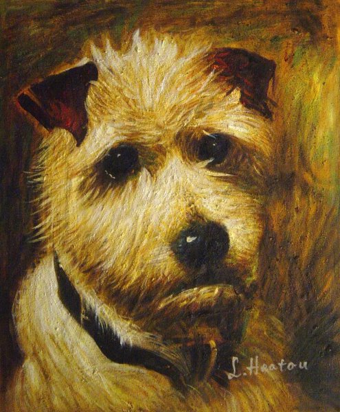 Portrait Of A Terrier - Darkie. The painting by John Emms