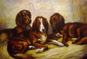John Emms, Shot And His Friends, Three Irish Red And White Setters, Art Reproduction