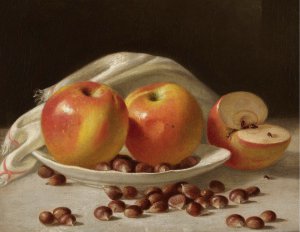 John Francis, Apples and Chestnuts, Painting on canvas