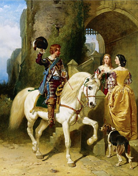 A Cavalier's Visit. The painting by John Frederick Sr. Herring