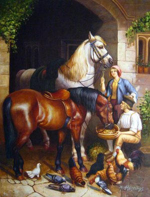 Famous paintings of Horses-Equestrian: Feeding The Arab