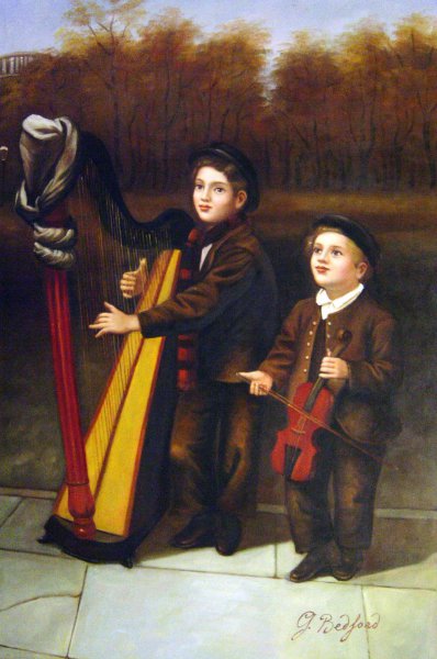 The Little Strollers. The painting by John George Brown