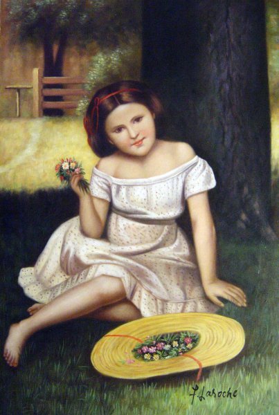 Young Girl With Flowers. The painting by John George Brown
