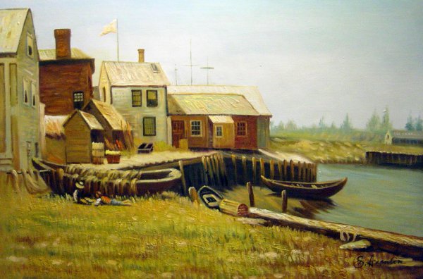 Fishing Pier. The painting by John Joseph Enneking