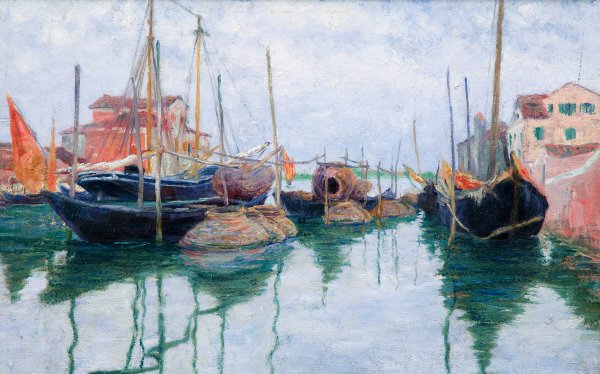 Giudecca Canal, Venice. The painting by John Leslie Breck