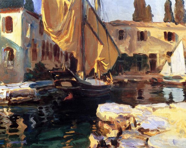 Boat with a Golden Sail. The painting by John Singer Sargent