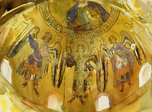 Famous paintings of Religious: Angels, Mosaic, Palatine Chapel, Palermo