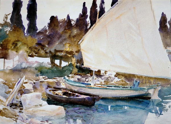 Boats. The painting by John Singer Sargent