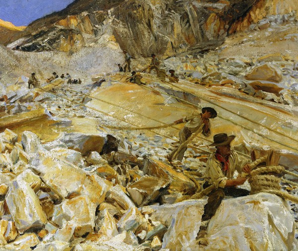 Bringing Down Marble from the Quarries to Carrara. The painting by John Singer Sargent