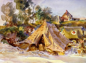 John Singer Sargent, Camp with Ambulance, Painting on canvas