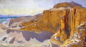 John Singer Sargent, Cliffs at Deir el Bahri, Egypt, Painting on canvas