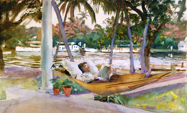 Figure in Hammock, Florida. The painting by John Singer Sargent