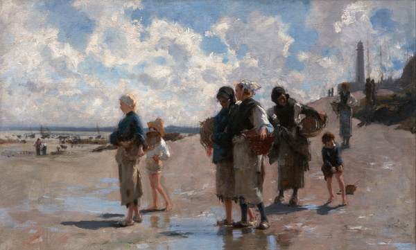 Fishing for Oysters at Cancale. The painting by John Singer Sargent