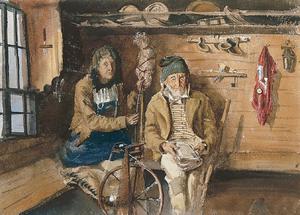 John Singer Sargent, Frau von Allmen and an Unidentified Man in an Interior, Painting on canvas
