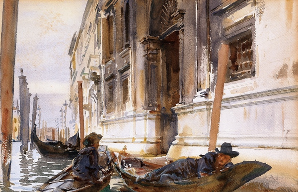 Gondoliers Siesta. The painting by John Singer Sargent