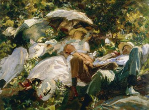 Famous paintings of Men and Women: Group with Parasols