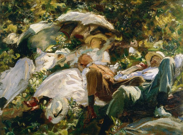 Group with Parasols. The painting by John Singer Sargent