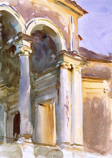 Loggia, Villa Giulia, Rome. The painting by John Singer Sargent