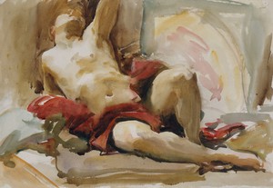 John Singer Sargent, Man with Red Drapery, Painting on canvas