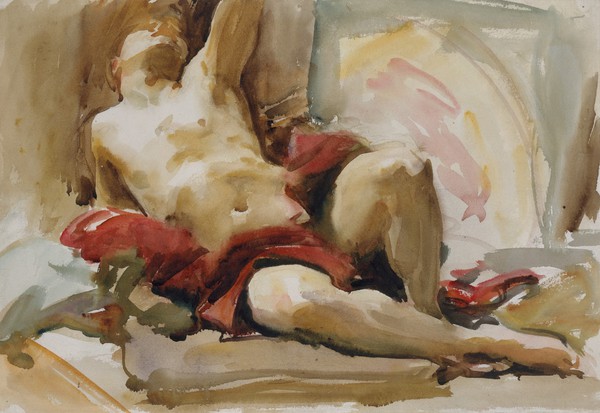 Man with Red Drapery. The painting by John Singer Sargent