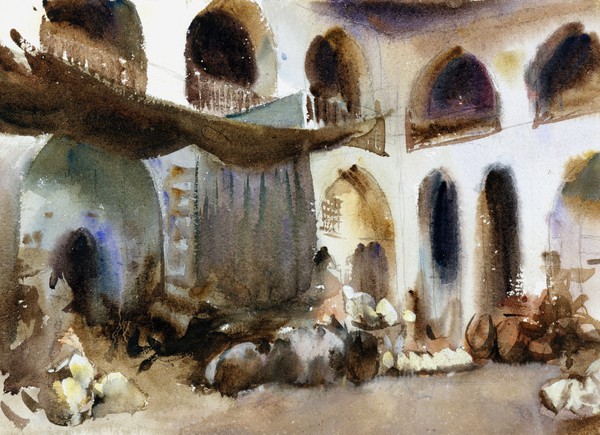 Market Place. The painting by John Singer Sargent