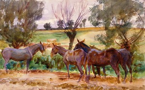 John Singer Sargent, Mules, Painting on canvas