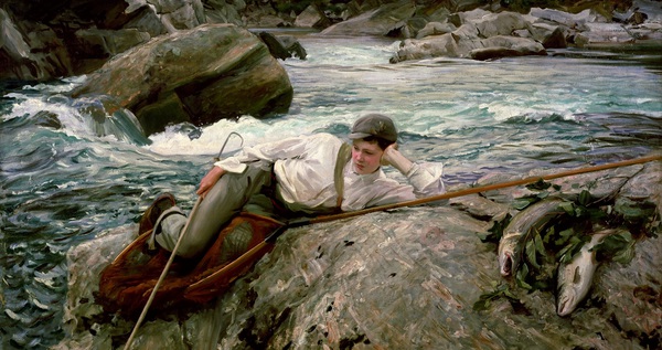 On his Holidays, Norway. The painting by John Singer Sargent