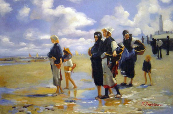 Oyster Gatherers Of Cancale. The painting by John Singer Sargent