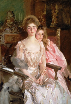 Famous paintings of Mother and Child: Portrait of Mrs. Fiske Warren (Gretchen Osgood) and Her Daughter Rachel