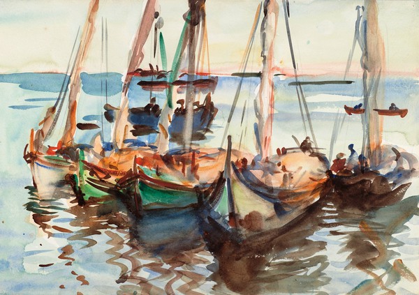 Portuguese Boats. The painting by John Singer Sargent