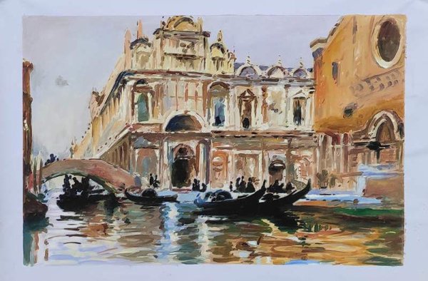 At Rio dei Mendicanti, Venice. The painting by John Singer Sargent