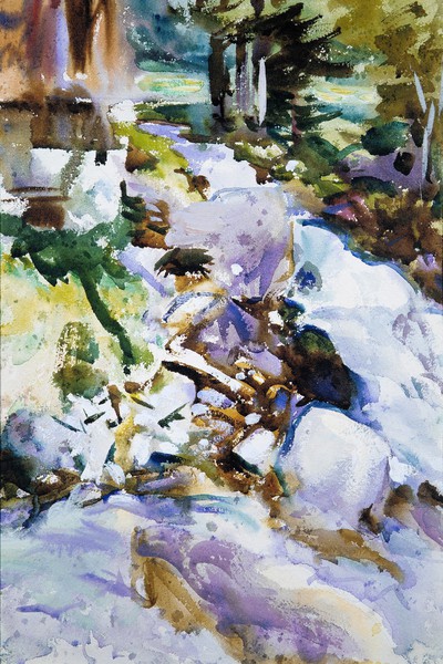 Rushing Brook. The painting by John Singer Sargent