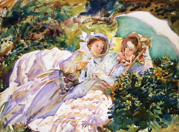 Simplon Pass- The Tease. The painting by John Singer Sargent