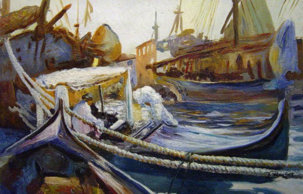 Sketching On The Giudecca. The painting by John Singer Sargent