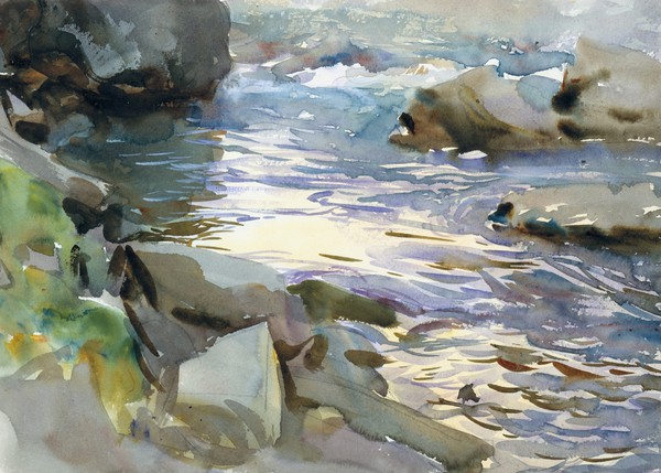 Stream and Rocks. The painting by John Singer Sargent