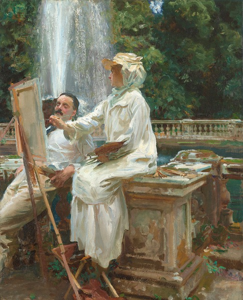 The Fountain, Villa Torlonia, Frascati, Italy. The painting by John Singer Sargent