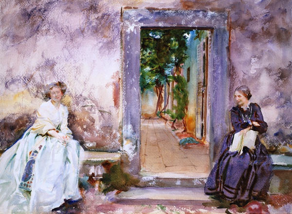 The Garden Wall. The painting by John Singer Sargent