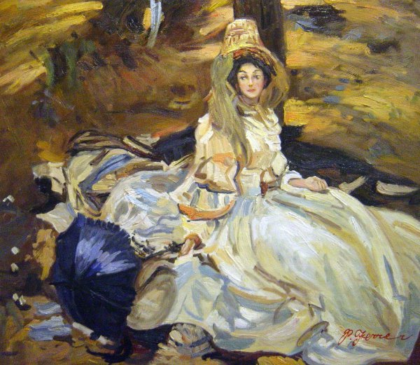 The Pink Dress. The painting by John Singer Sargent