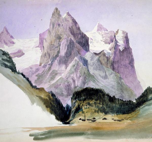 The Wellhorn and Wetterhorn from Brunig. The painting by John Singer Sargent