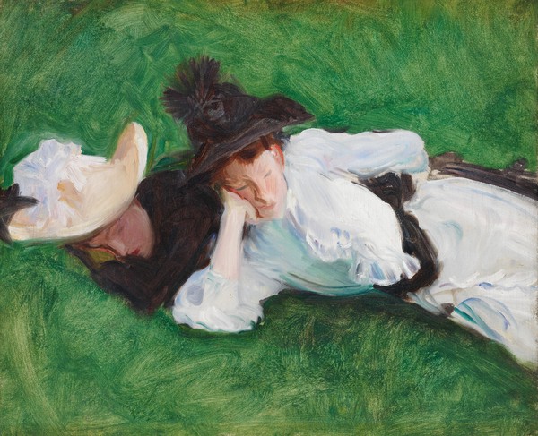 Two Girls on a Lawn. The painting by John Singer Sargent