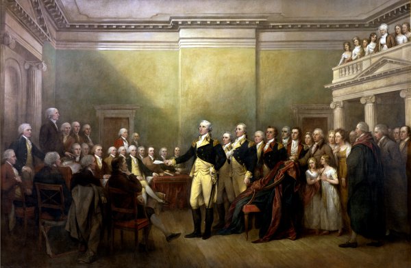 General George Washington Resigning his Commission. The painting by John Trumbull