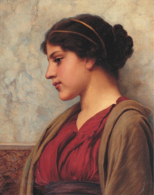 John William Godward, Classical Beauty, Far Away Thoughts, Painting on canvas