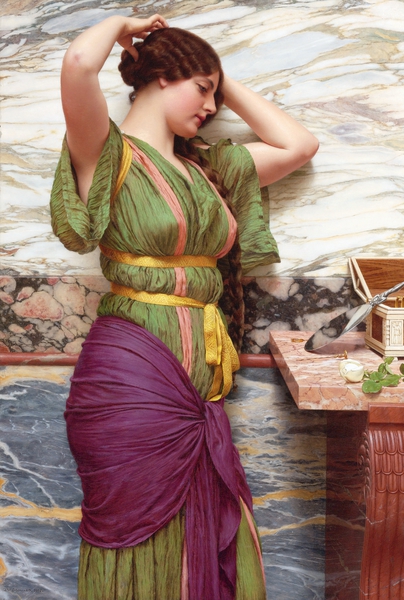 A Fair Reflection. The painting by John William Godward