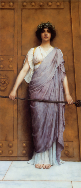 John William Godward, At the Gate of the Temple, Painting on canvas