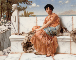 John William Godward, In the Days of Sappho, Painting on canvas